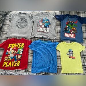 BOYS set of six size 4-5 (XS) designed t-shirts